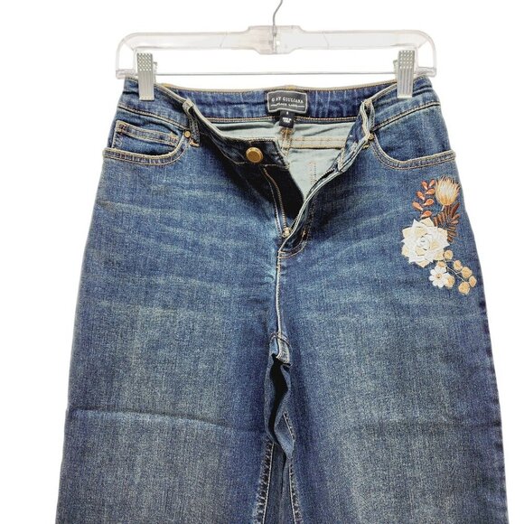 Guy Giuliana Embroidered cropped Ankle Leg Jeans Size 4 Dark Blue - Picture 15 of 15